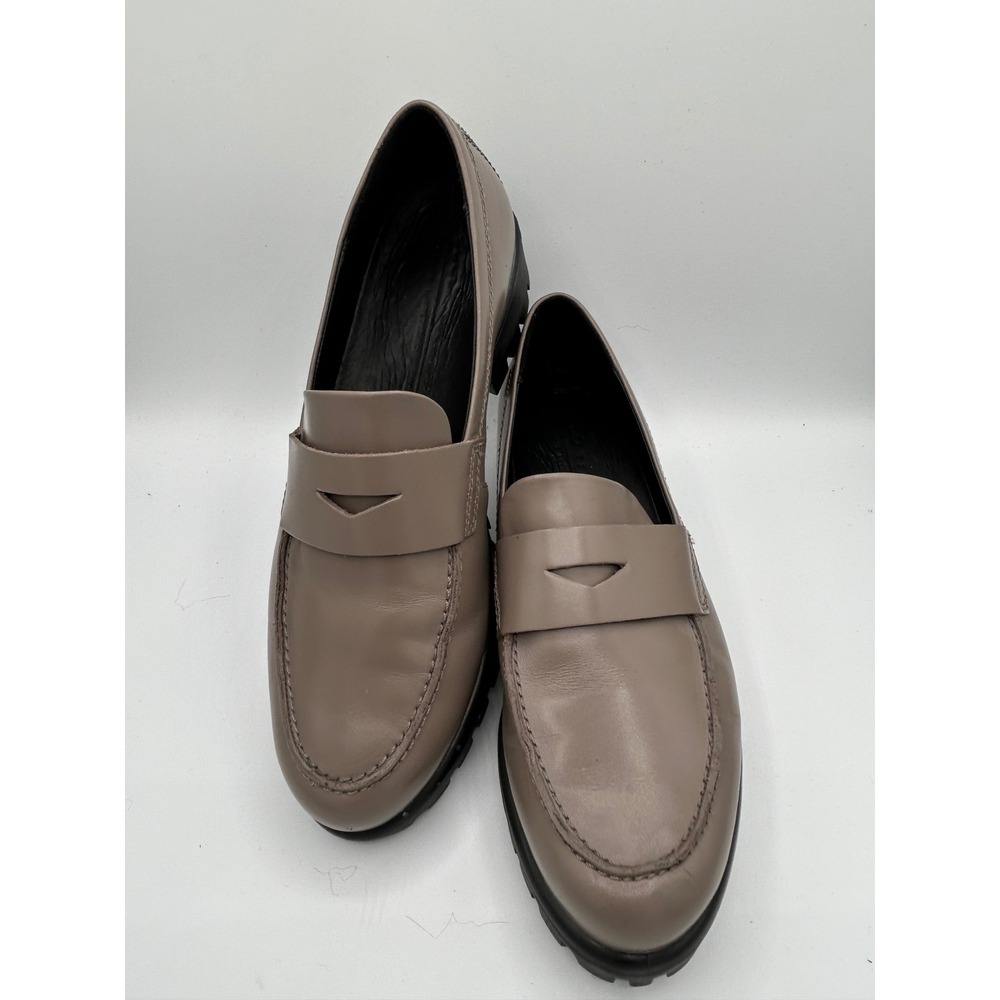 ECCO Modtray Penny Loafers Women Sz 8-8.5 Taupe Leather Lug Sole 490013-01674